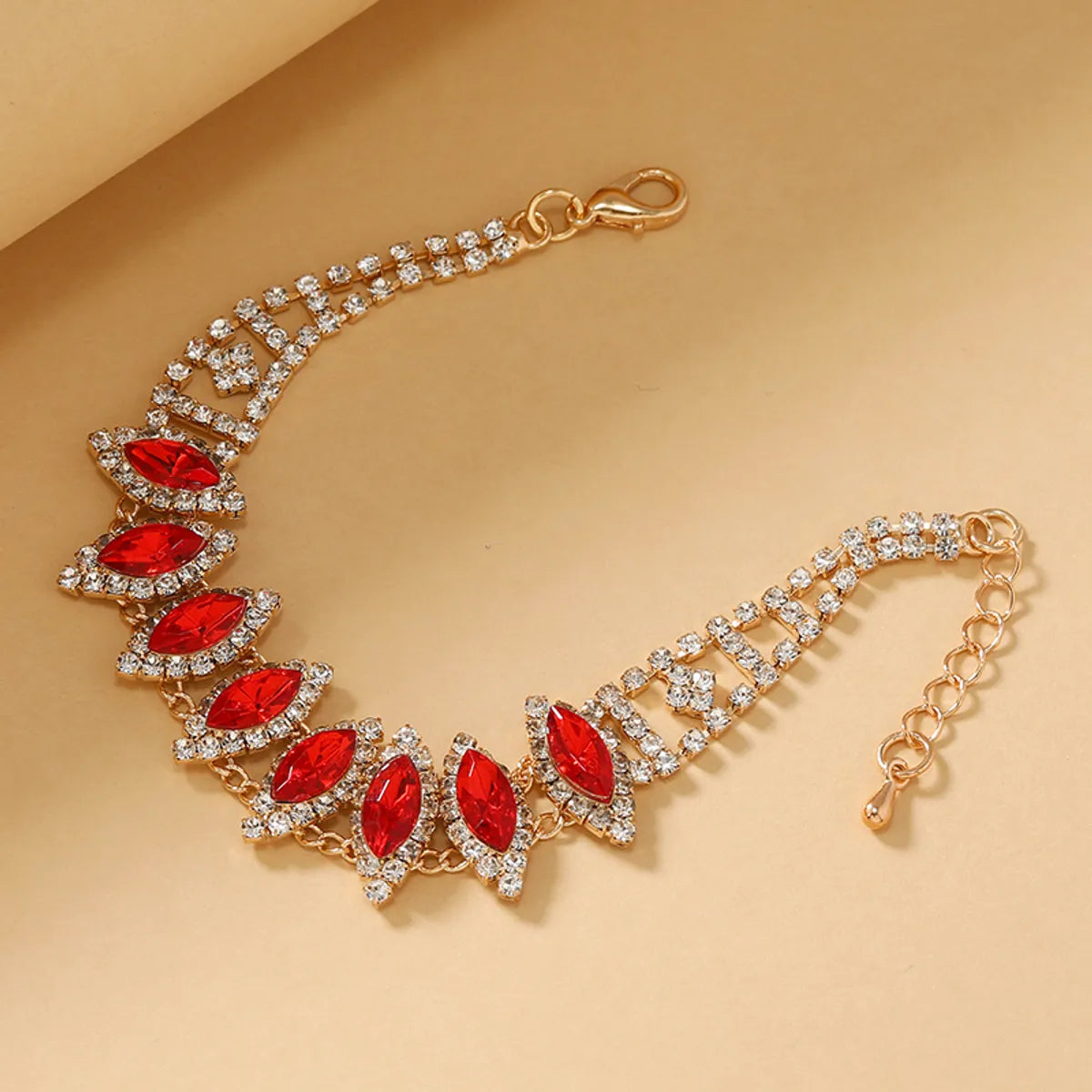 Elegant Luxurious Color Block Alloy Plating Inlay Rhinestones Gold Plated Women's Bracelets