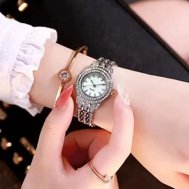 Elegant Luxurious Color Block Folding Buckle Quartz Women'S Watches