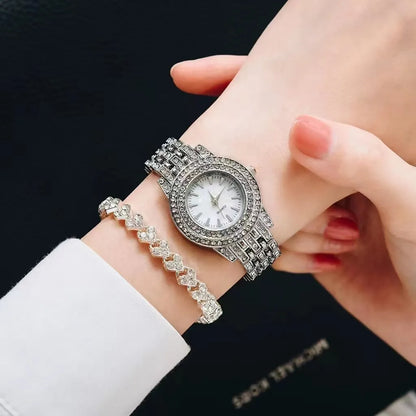 Elegant Luxurious Color Block Folding Buckle Quartz Women'S Watches