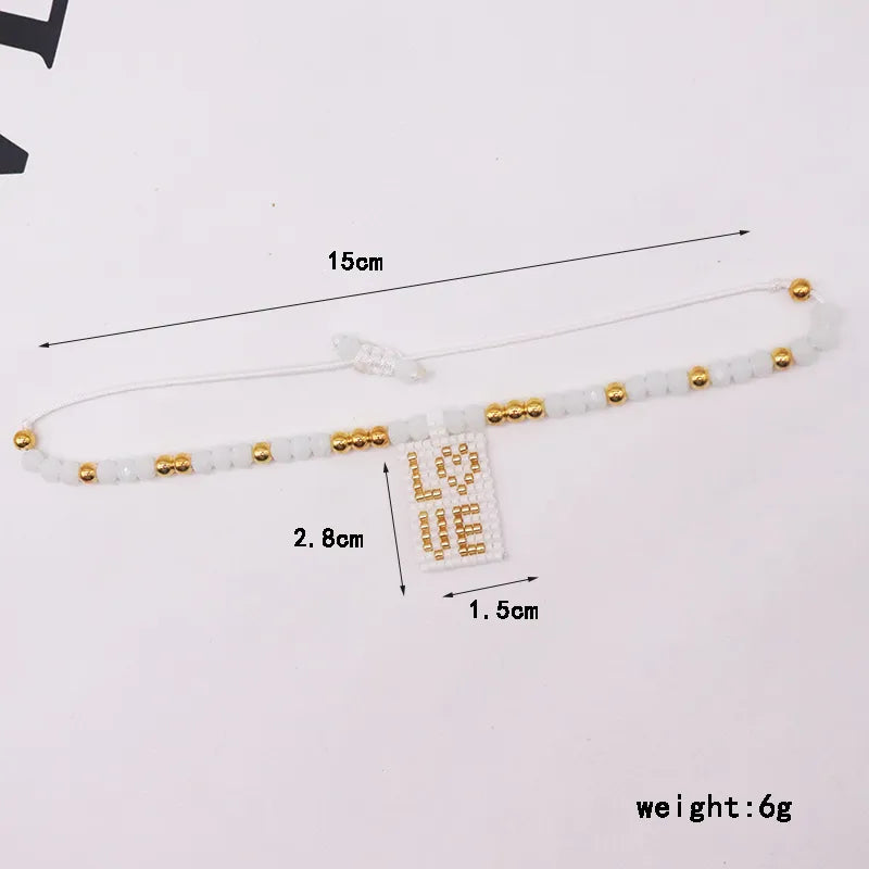 Elegant Luxurious Cross Letter Artificial Crystal Glass Knitting Women'S Bracelets