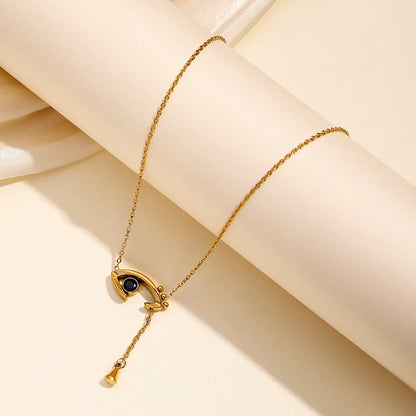 Elegant Luxurious Eye Stainless Steel Inlay Zircon Necklace