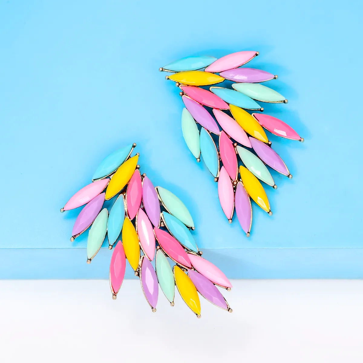 Elegant Luxurious Feather Wings Alloy Inlay Glass Stone Women's Ear Studs