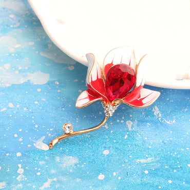 Elegant Luxurious Flower Alloy Inlay Artificial Gemstones Women'S Brooches