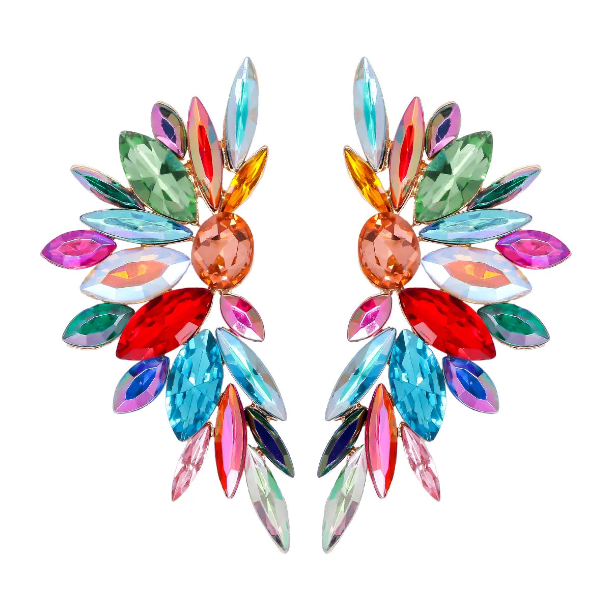 Elegant Luxurious Geometric Alloy Inlay Glass Stone Women'S Ear Studs