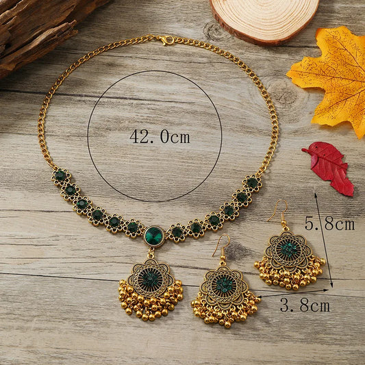 Elegant Luxurious Geometric Gold Plated Rhinestones Alloy Wholesale Earrings Necklace