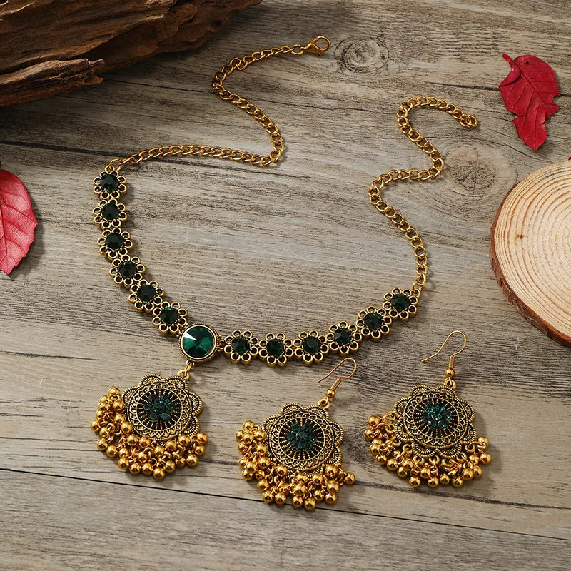 Elegant Luxurious Geometric Gold Plated Rhinestones Alloy Wholesale Earrings Necklace