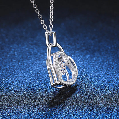 Elegant Luxurious Heart Shape Sterling Silver Plating Inlay Zircon White Gold Plated Pendant Necklace