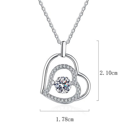 Elegant Luxurious Heart Shape Sterling Silver Plating Inlay Zircon White Gold Plated Pendant Necklace