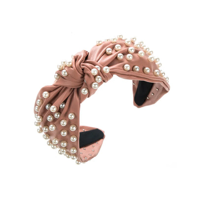 Elegant Luxurious Irregular Cloth Inlay Artificial Pearls Hair Band