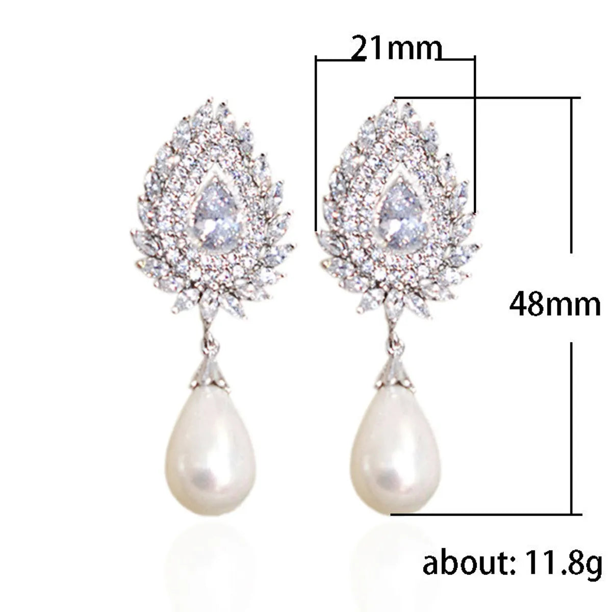 Elegant Luxurious Lady Geometric Imitation Pearl Copper Inlay Zircon Women's Drop Earrings