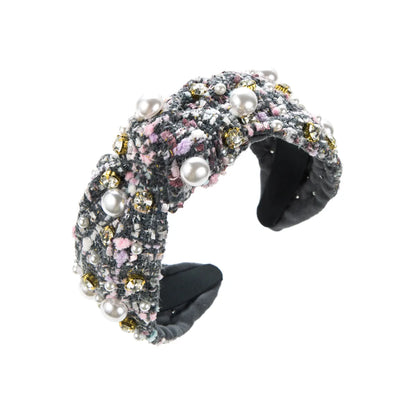 Elegant Luxurious Pearl Cloth Inlay Rhinestones Hair Band