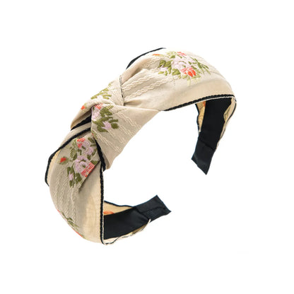 Women'S Elegant Luxurious Printing Flower Cloth Embroidery Hair Band