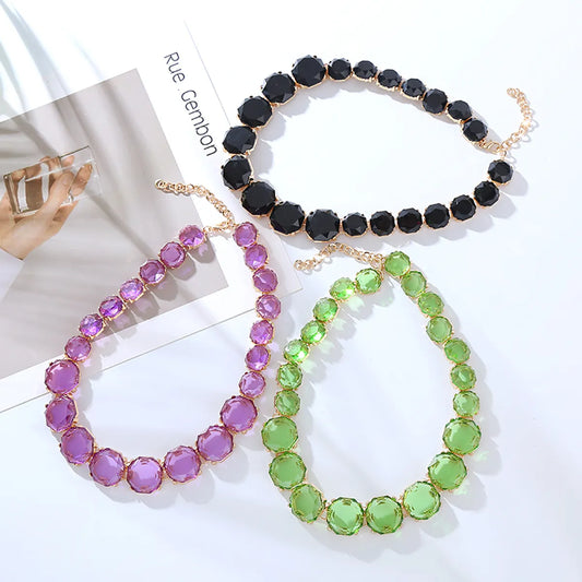 Elegant Luxurious Round Alloy Inlay Resin Women's Necklace