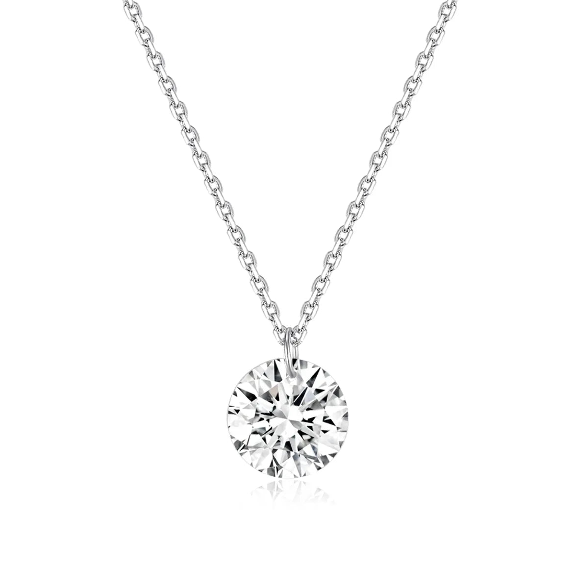 Elegant Luxurious Round Sterling Silver Plating Inlay Zircon White Gold Plated Pendant Necklace