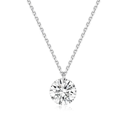 Elegant Luxurious Round Sterling Silver Plating Inlay Zircon White Gold Plated Pendant Necklace