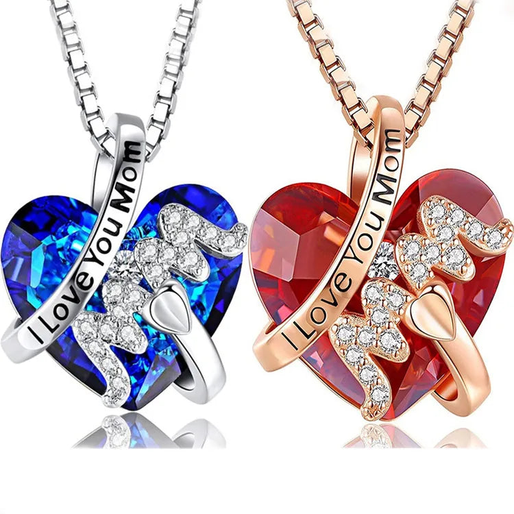 Elegant Luxurious Shiny Heart Shape Alloy Plating Inlay Rhinestones Gold Plated Mother'S Day Women'S Pendant Necklace