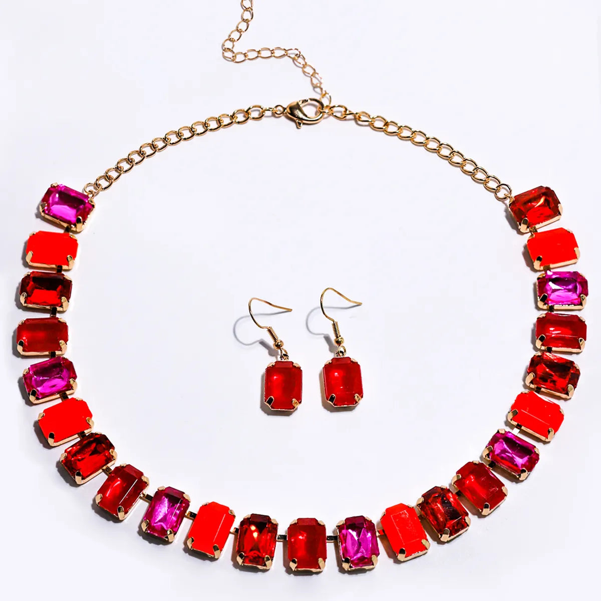 Elegant Luxurious Shiny Rectangle Alloy Inlay Resin Women'S Jewelry Set