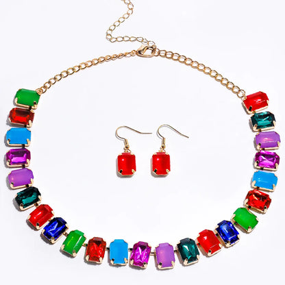 Elegant Luxurious Shiny Rectangle Alloy Inlay Resin Women'S Jewelry Set