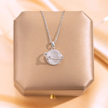 Wholesale Elegant Luxurious Simple Style Geometric 304 Stainless Steel Copper Plating Inlay White-Plated K Zircon Pendant Necklace