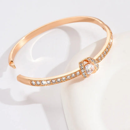 Elegant Luxurious Solid Color Alloy Plating Inlay Rhinestones 14k Gold Plated Silver Plated Women'S Bangle