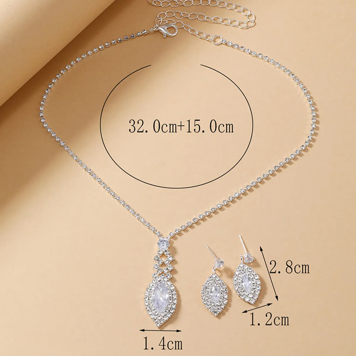 Elegant Luxurious Solid Color Alloy Plating Inlay Rhinestones Silver Plated Women's Jewelry Set