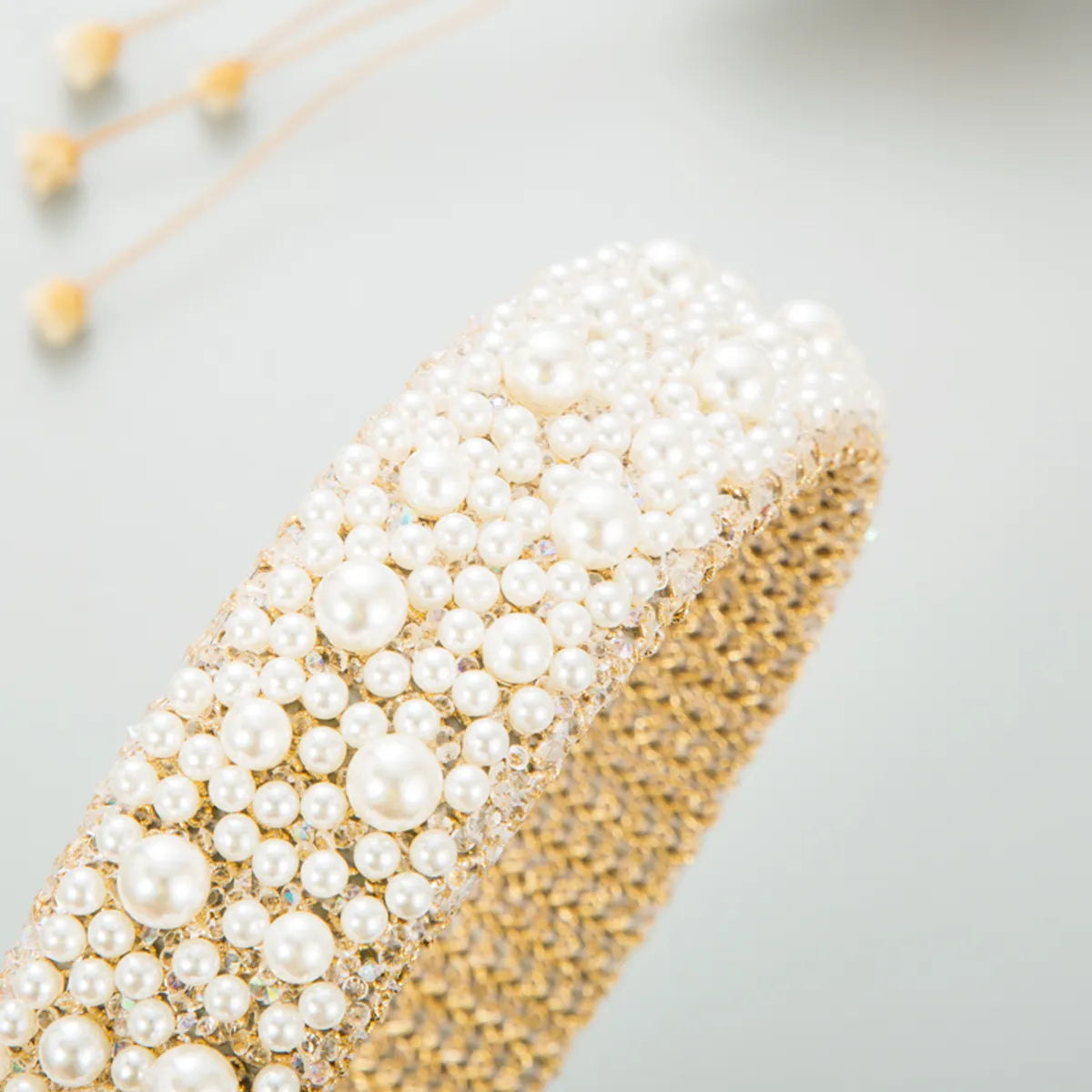 Elegant Luxurious Solid Color Cloth Inlay Artificial Pearls Hair Band