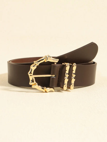 Elegant Luxurious Solid Color Pu Leather Ferroalloy Belt Buckle Women'S Leather Belts