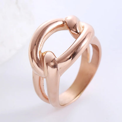 Elegant Luxurious Solid Color Stainless Steel Plating 18k Gold Plated Rose Gold Plated Rings