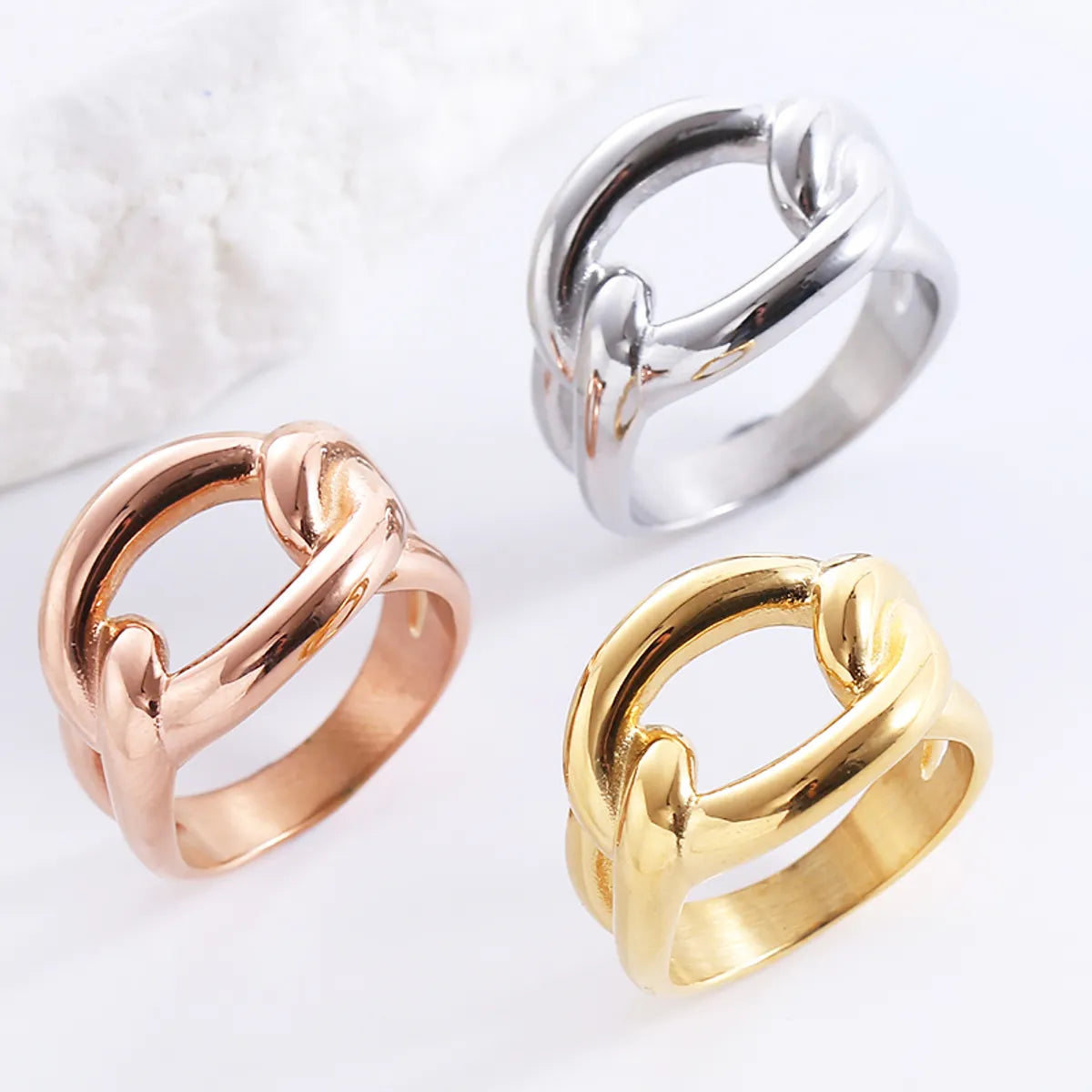 Elegant Luxurious Solid Color Stainless Steel Plating 18k Gold Plated Rose Gold Plated Rings