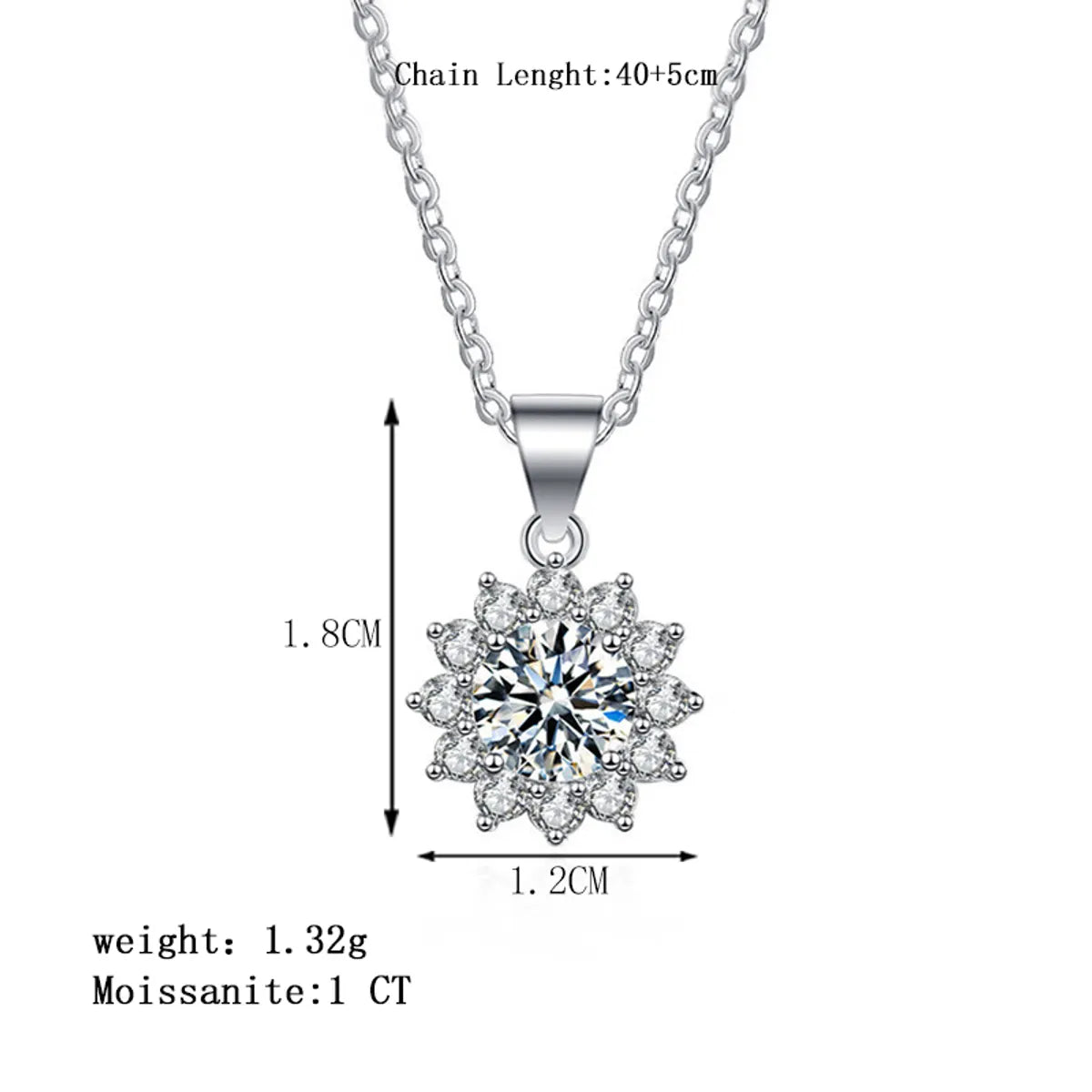 Elegant Luxurious Solid Color Sterling Silver Gra Plating Inlay Moissanite 18k Gold Plated Pendant Necklace