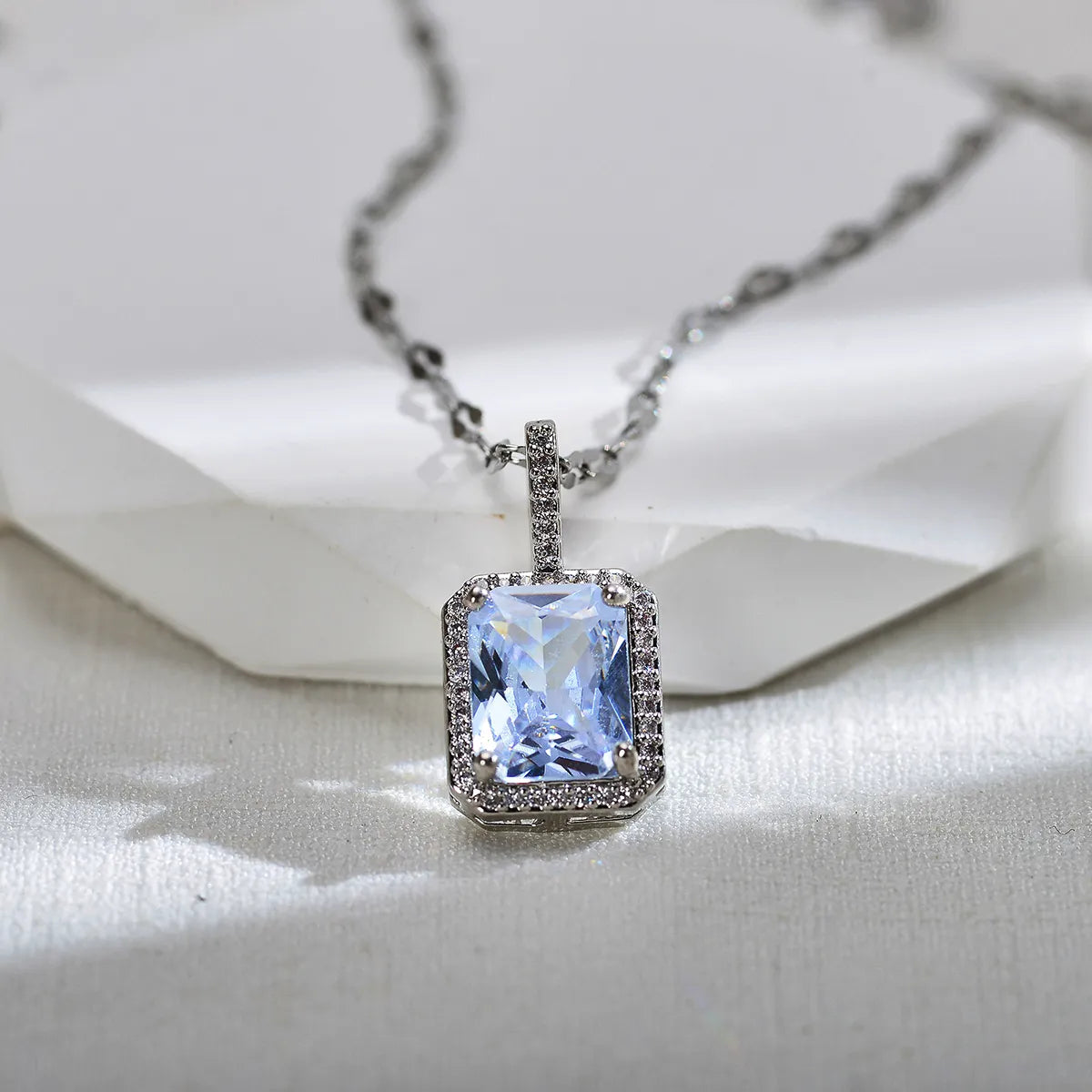 Elegant Luxurious Square Copper Inlay Carving Zircon Earrings Necklace