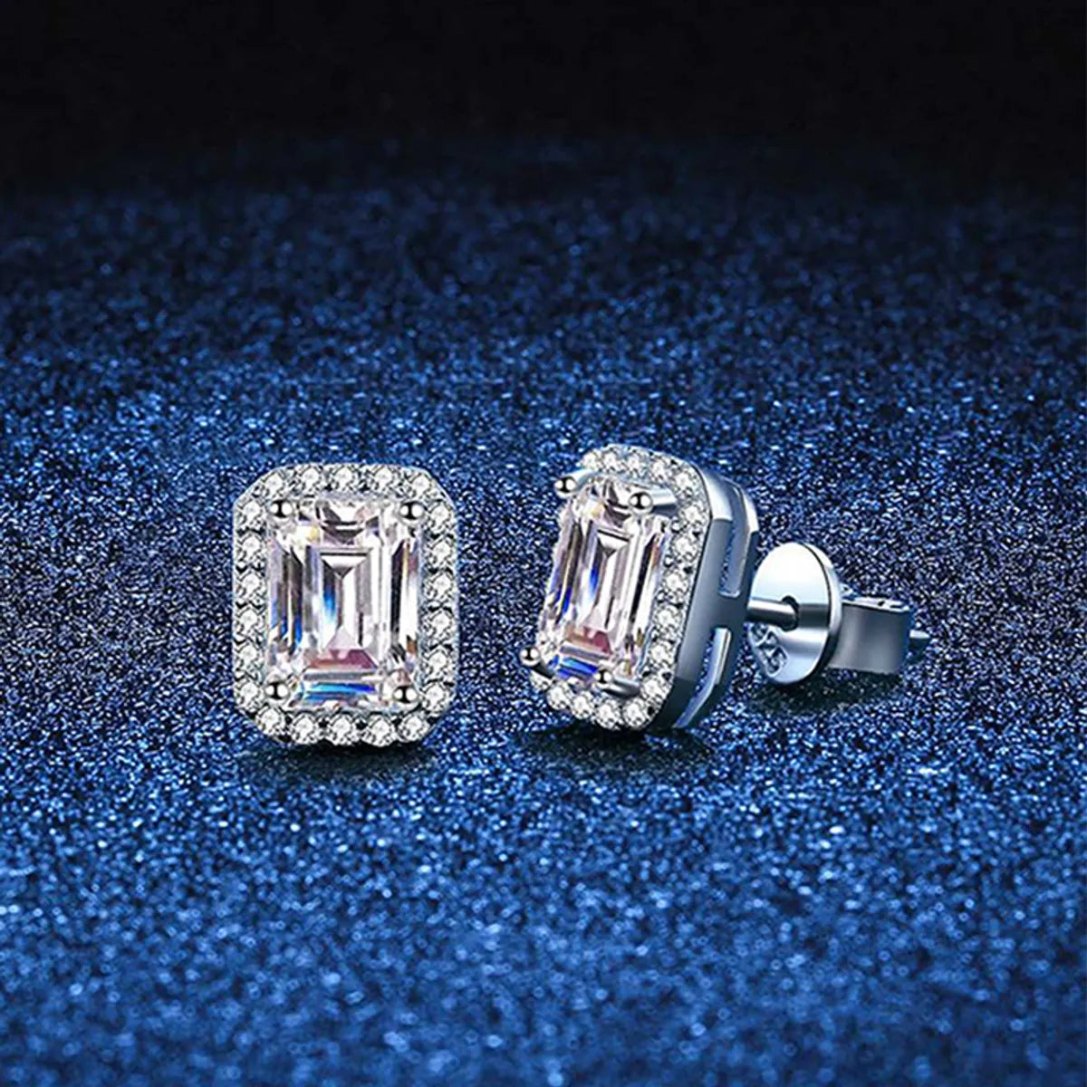 Elegant Luxurious Square Sterling Silver Inlay Zircon Women's Earrings Necklace