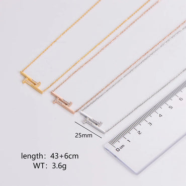 Elegant Luxurious T Shape Stainless Steel Necklace