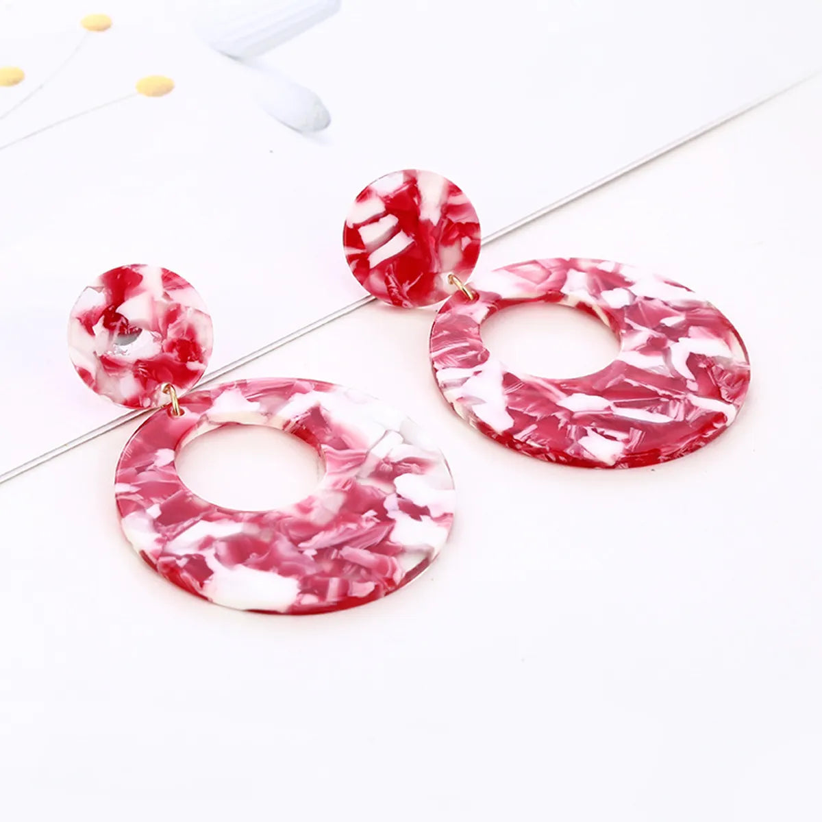 Elegant Marble Arylic Women's Drop Earrings