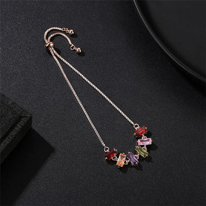 Elegant Modern Style Geometric Round Water Droplets Copper Inlay Zircon Rose Gold Plated Bracelets