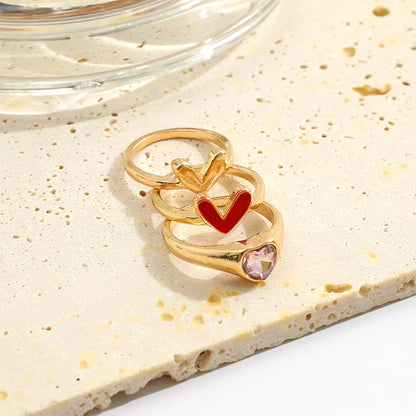 Elegant Modern Style Heart Shape Alloy Inlay Zircon Women'S Rings