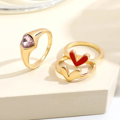 Elegant Modern Style Heart Shape Alloy Inlay Zircon Women'S Rings