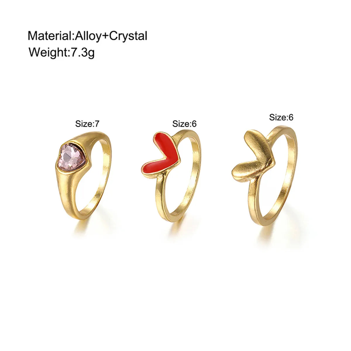 Elegant Modern Style Heart Shape Alloy Inlay Zircon Women'S Rings