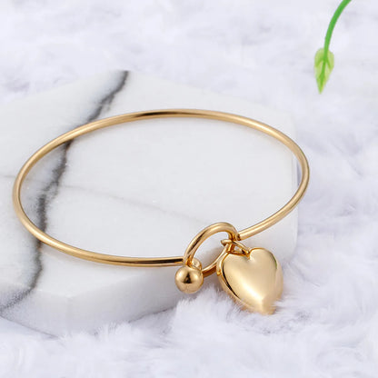 Elegant Modern Style Heart Shape Stainless Steel Titanium Steel 18K Gold Plated Bangle In Bulk