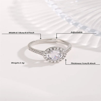 Elegant Modern Style Oval Titanium Steel Inlay Zircon Rings