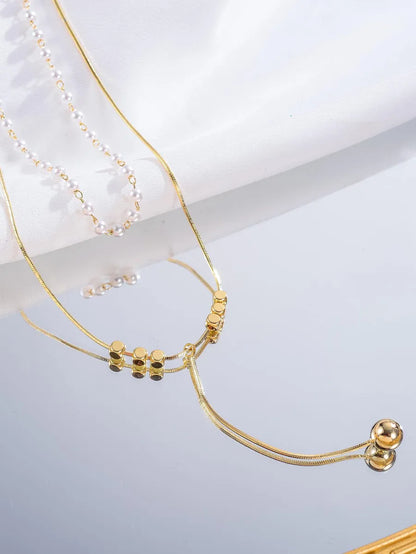 Elegant Original Design Solid Color Artificial Pearl Copper Plating 18k Gold Plated Silver Plated Necklace