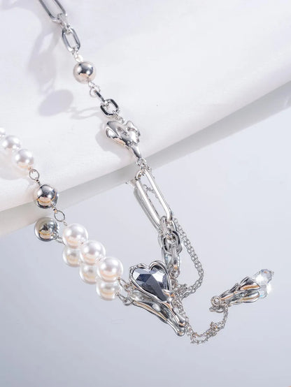 Elegant Original Design Solid Color Artificial Pearl Copper Plating 18k Gold Plated Silver Plated Necklace