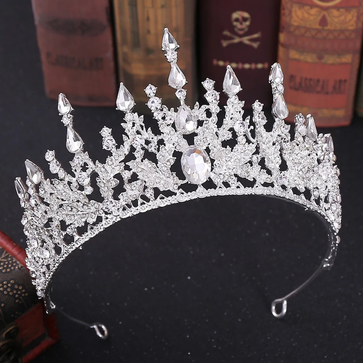 Elegant Oval Crown Alloy Rhinestone Inlay Artificial Crystal Crown 1 Piece