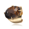 Elegant Oval Natural Stone Copper Inlay Artificial Gemstones Open Ring