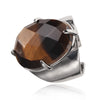 Elegant Oval Natural Stone Copper Inlay Artificial Gemstones Open Ring