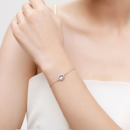 Elegant Oval Sterling Silver Plating Inlay Moonstone Zircon Rhodium Plated Bracelets