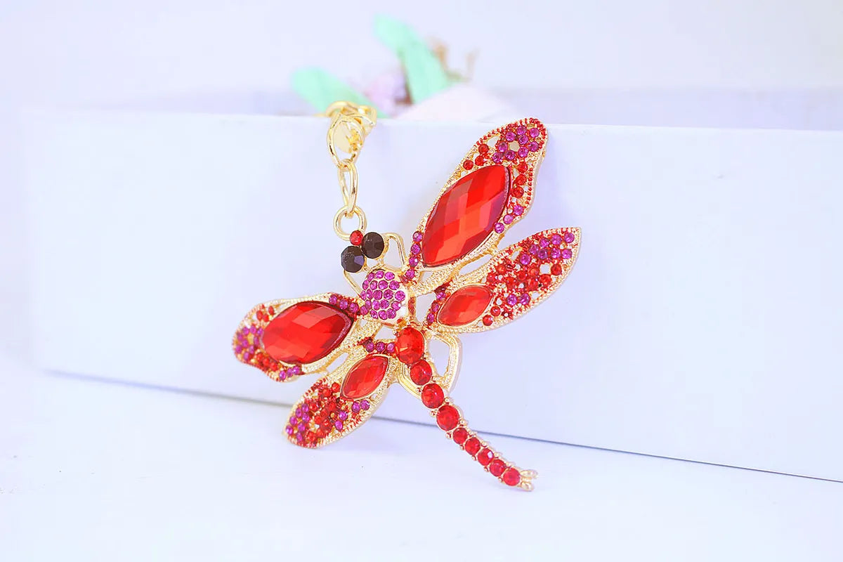 Elegant Pastoral Dragonfly Alloy Inlay Rhinestones Unisex Bag Pendant