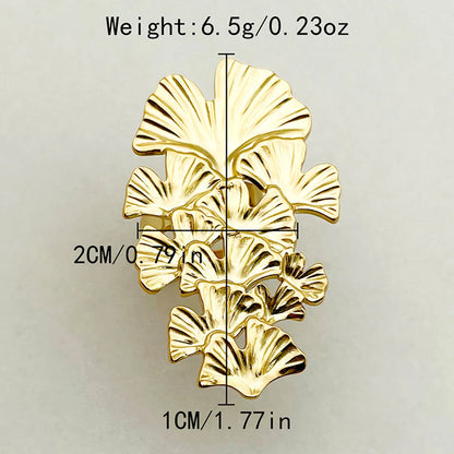 Elegant Pastoral Ginkgo Leaf Stainless Steel Polishing Plating Gold Plated Open Rings