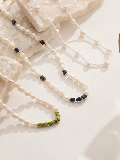 Elegant Pearl Emperor Stone Freshwater Pearl Lapis Lazuli Necklace In Bulk