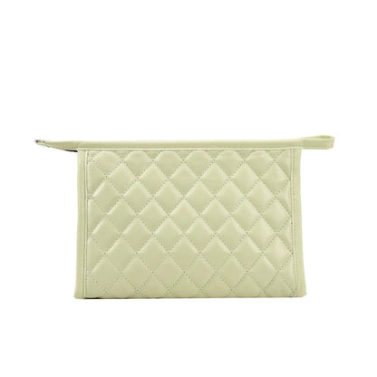 Elegant Plaid Solid Color Pu Leather Square Makeup Bags